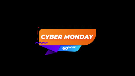 Cyber-Monday-sale-sign-banner-for-promo-video.-Sale-badge.-60-percent-off-Special-offer-discount-tags-with-Alpha-Channel-transparent-background.